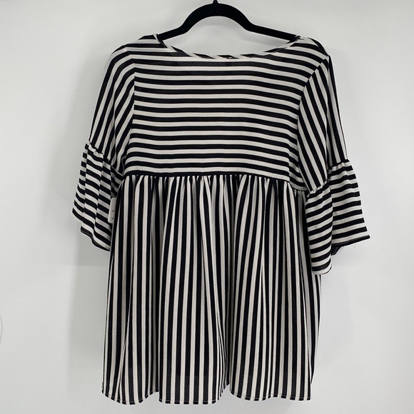 Red Lolly Black & White Stripe Top with Bell Sleeves - Picture 3 of 5